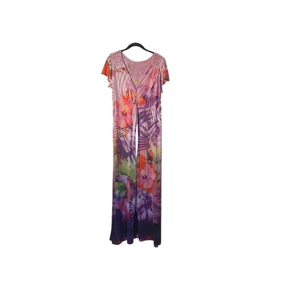 NWT one world live and let live floral, print maxi dress, XL Boho